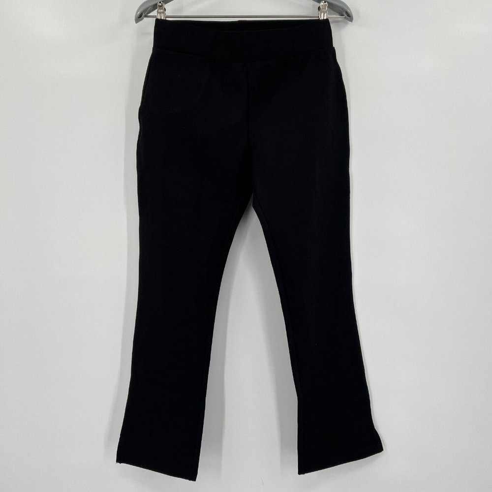 Quince Women's Black Ultra-Stretch Ponte Pants Kick Flare sz M 24" Inseam NWT - Picture 2 of 8